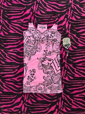 Y2k Vintage Grunge Goth rare Metal Mulisha Pink Skull Tank Top NWT McBling